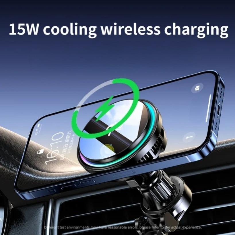 Ice Cooling Car Wireless Charger Fast Charging Station Car Charger Mount for MagSafe for iPhone 17 16 15 14 Pro Max Air Samsung
