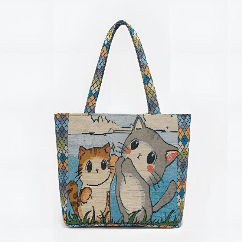 

Panda embroidered canvas handbag female ethnic style hand bag casual mommy hand bag office worker small satchel