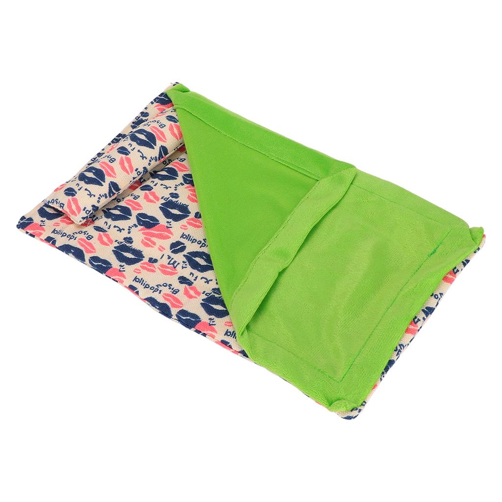Reptile Sleeping Bag Soft and Warm Bearded Dragon Bed with Pillow for Bearded Dragon Leopard Gecko(Lip Print Green