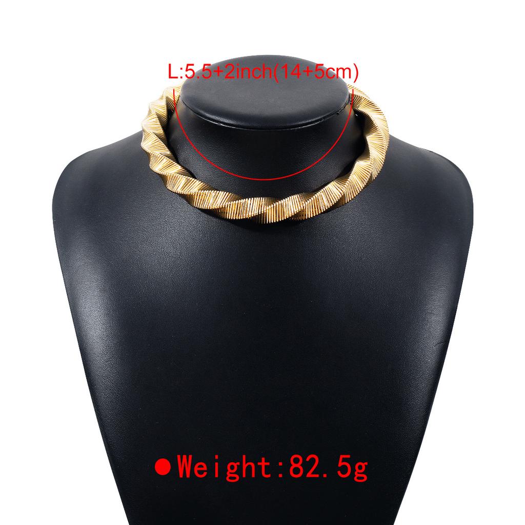 Tooxika Exaggerated Temperament Geometric Twist Necklace Fashionable Design Sense High Cold Wave Sense Collarbone Necklace