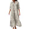 Women's Fashionable And Elegant Autmn And Winter Button Lapel Three-quarter Sleeve Three-dimensional Printed Dress