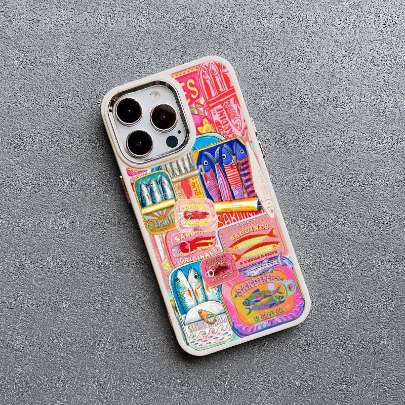 Silicone Phone Case For Iphone 11 12 13 14 Pro Max 16 15 Pro Max Plus XR XS X 7 8 SE2 Sardines Fish Art Shockproof Back Covers