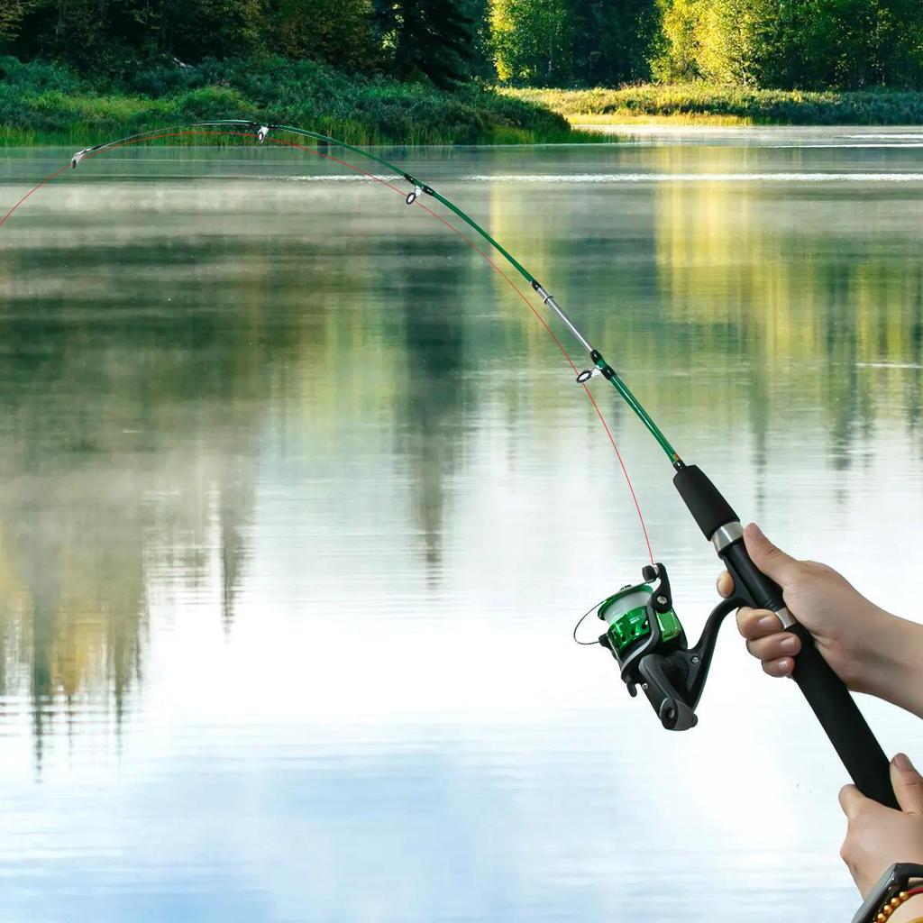 Fiberglass Long Cast Spinning Fishing Rod with Straight Handle