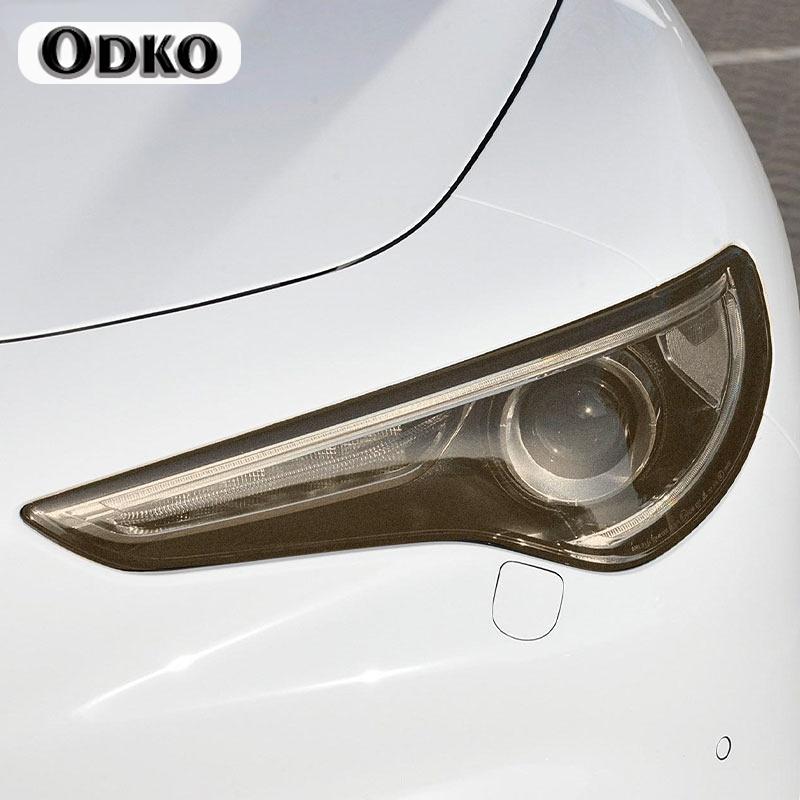 Car Headlight Protective Film Front Light Transparent Smoked Black TPU Sticker For Alfa Romeo Stelvio 949 2017-On