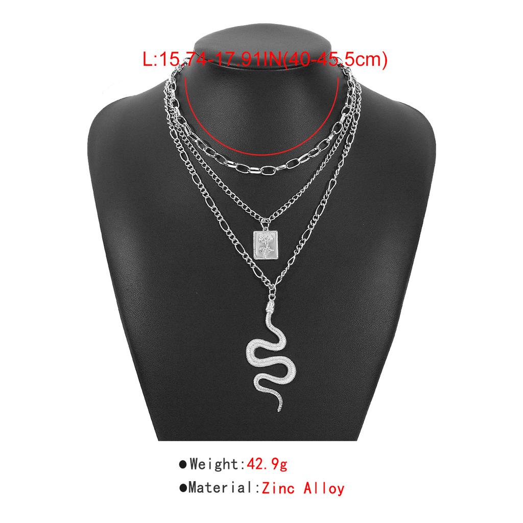 Women European Exaggerated Long Choker Oil Dripping Heart Butterfly Snake Element Jewelry Punk Hip Hop Layered Necklace