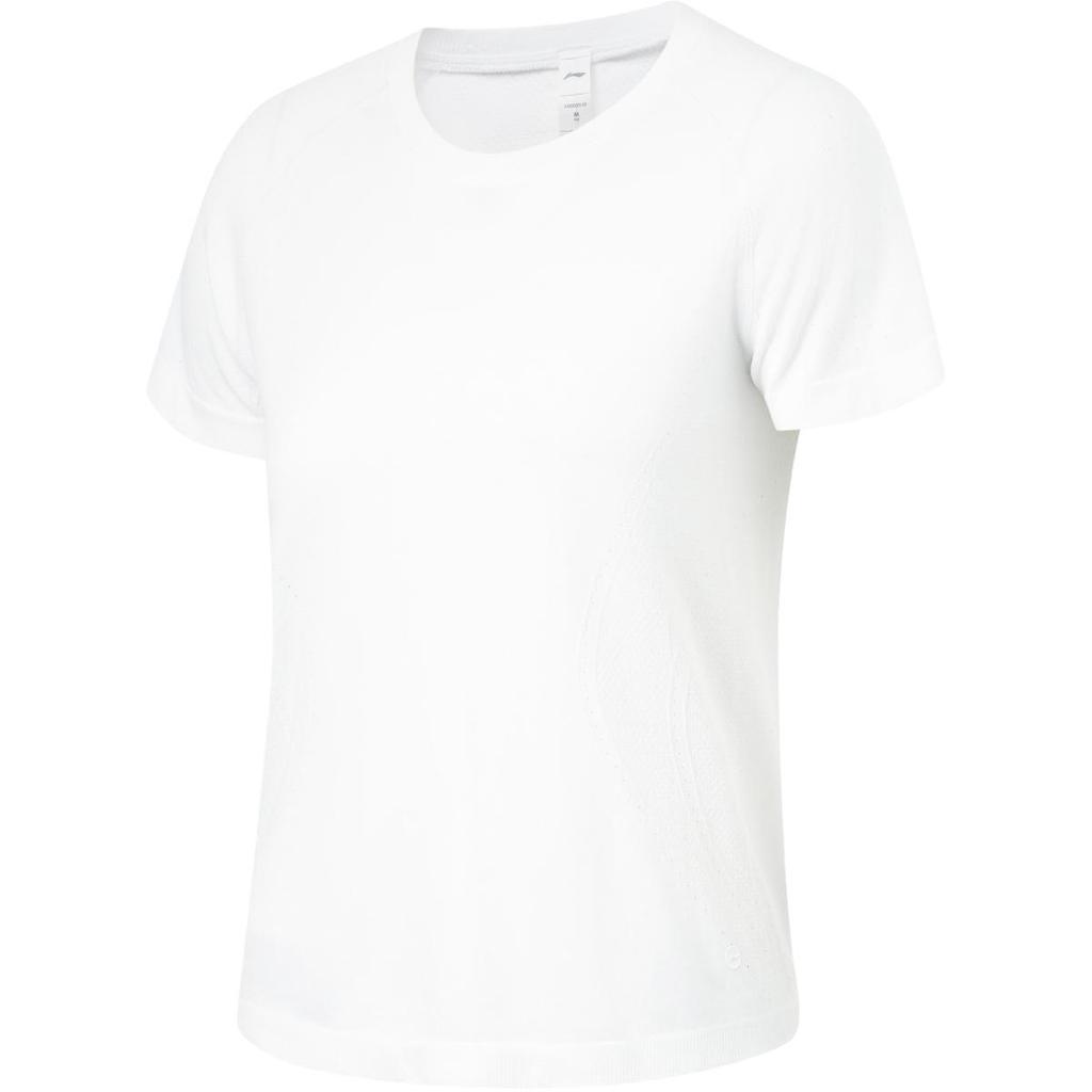 Li-Ning Fitness Series Solid Color Moisture-Wicking Crew Neck Short Sleeve T-Shirt Women Tops White ATSU472-9