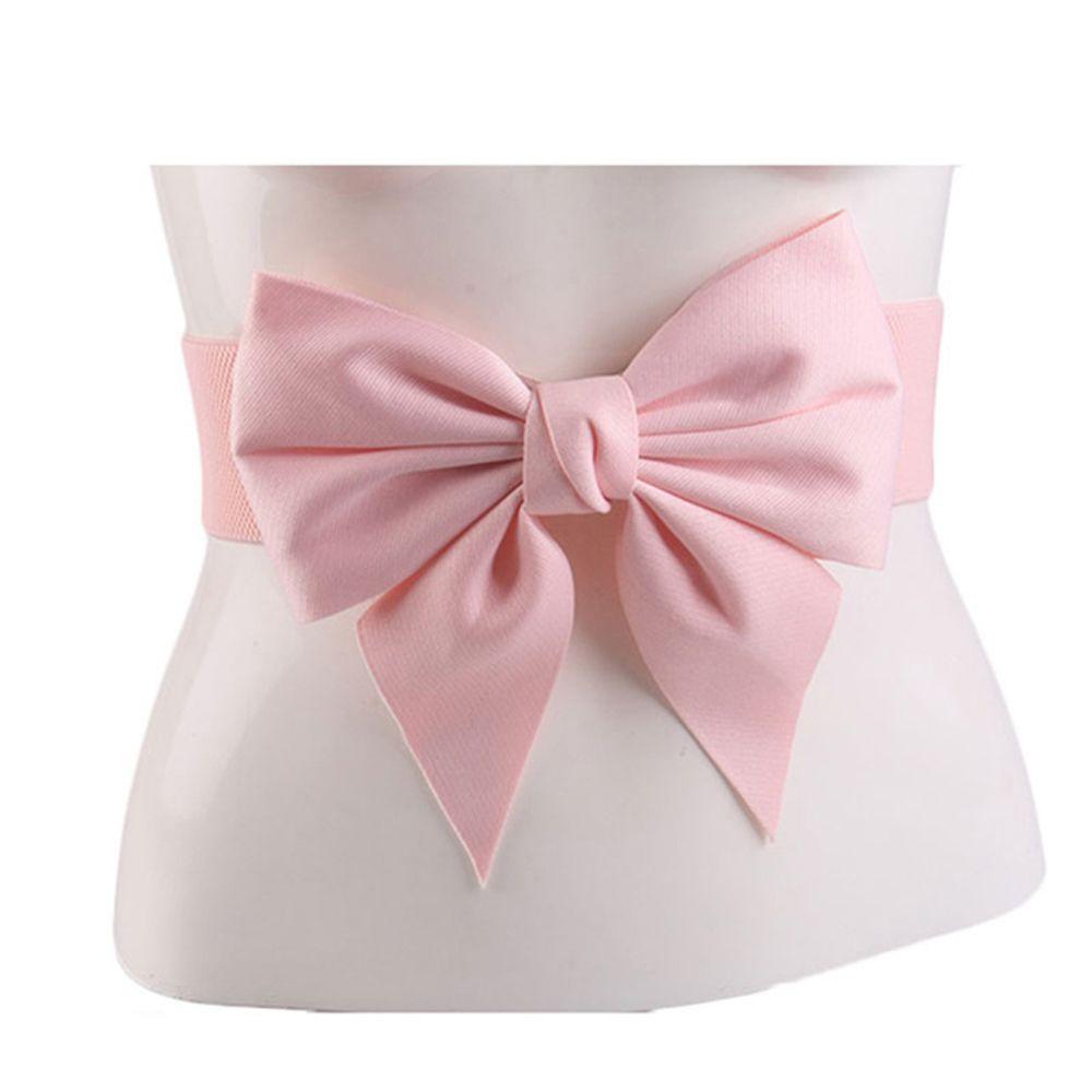 Elegant Wide Side Elastic Vintage Korean Belt Large Bow Dress Decoration Women Waistbands