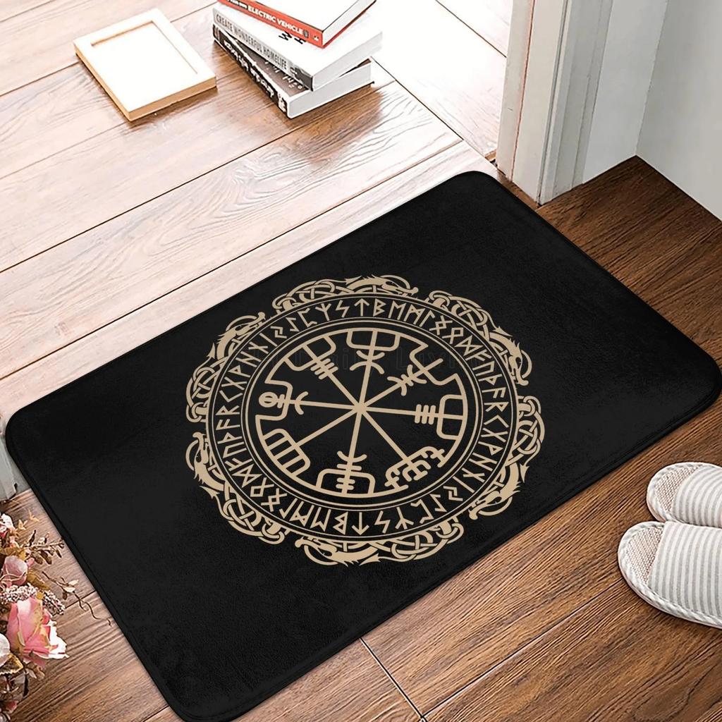 Viking Nordic Celtic Symbol Entrance Door Floor Mat Vikings Tattoo Odins Ravens Carpet Rugs Anti-Slip Waterproof Bathroom Mat