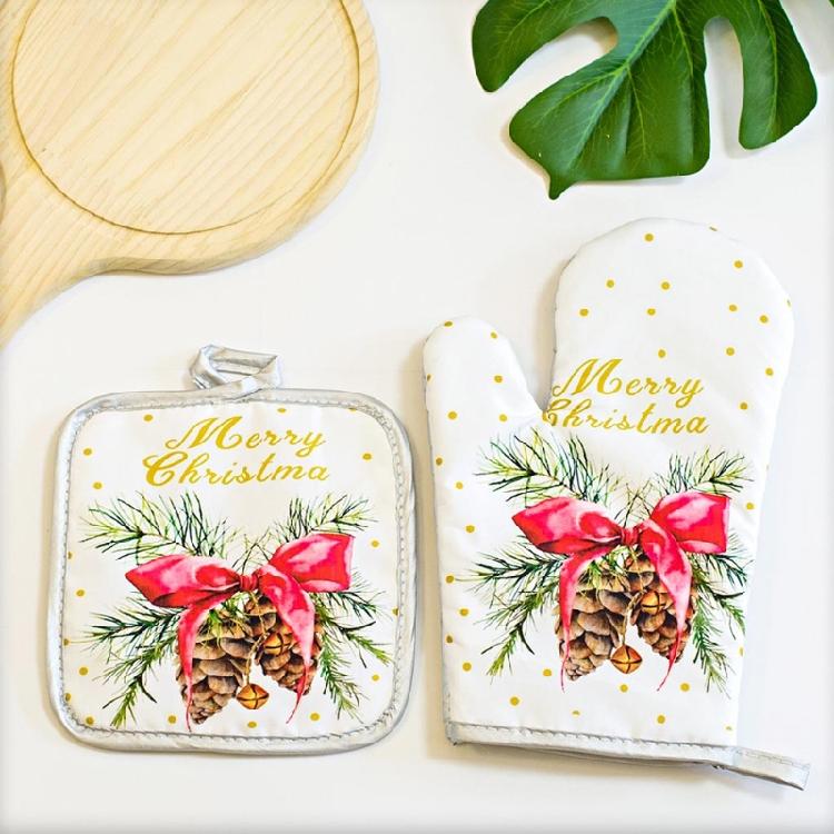 Christmas Lovely Oven Mitts and Pot Holders Soft for Baking Cooking Kitchen Gift