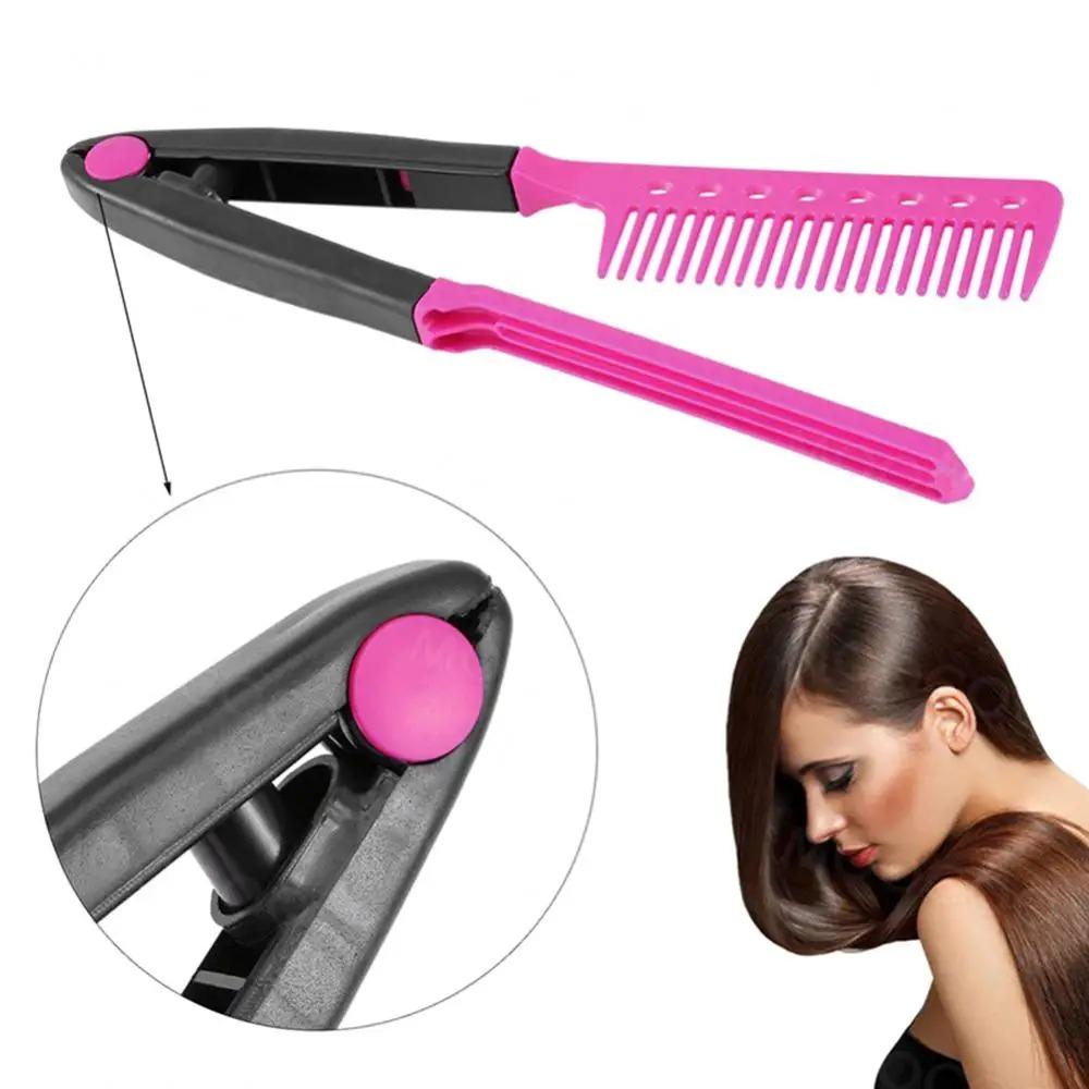 1pcs Folding V Type Hair Straightener Brush Hairdress Tool Hairdressing Combs Natural Hair Styling Curling Comb Hair