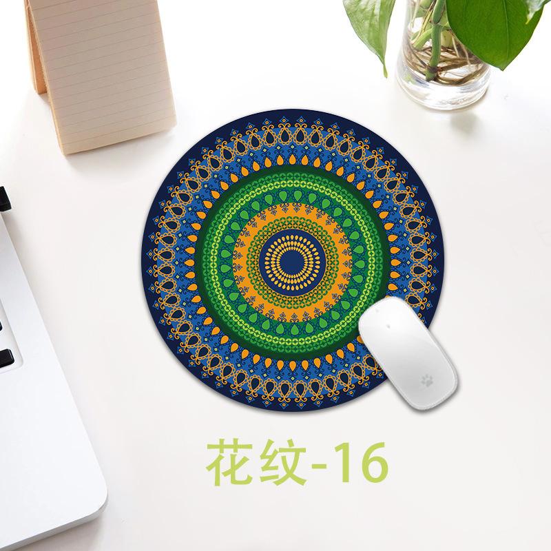 Ethnic Style Pattern Round Small Creative Thickened Mouse Pad Keyboard Pad Office Cup Table Mat Production