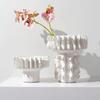 Thread Pattern Ceramic Vase Desk Decoration Flower Arrangement Flower Pots Modern Home Decor White Frosted Porcelain Floral Vase