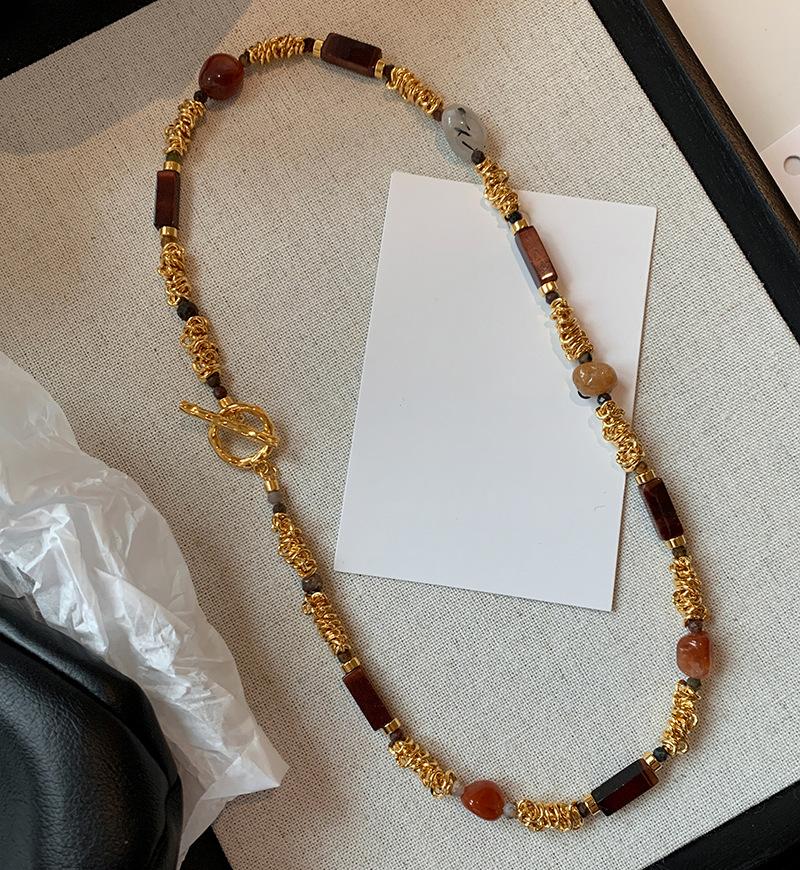 

Прямоугольное ожерелье из витого камня, средневековое винтажное, персонализированная цепочка на ключицу, ожерелье с легким люксом и ретро-темпераментом