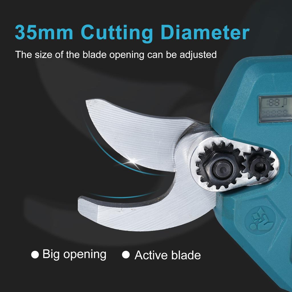 Electric Pruning Shear Brushless Pruning Shears 30mm Cutting Diameter SK5 Carbon Steel Forging Blade LCD Displays Battery Power Trimming Times Built i