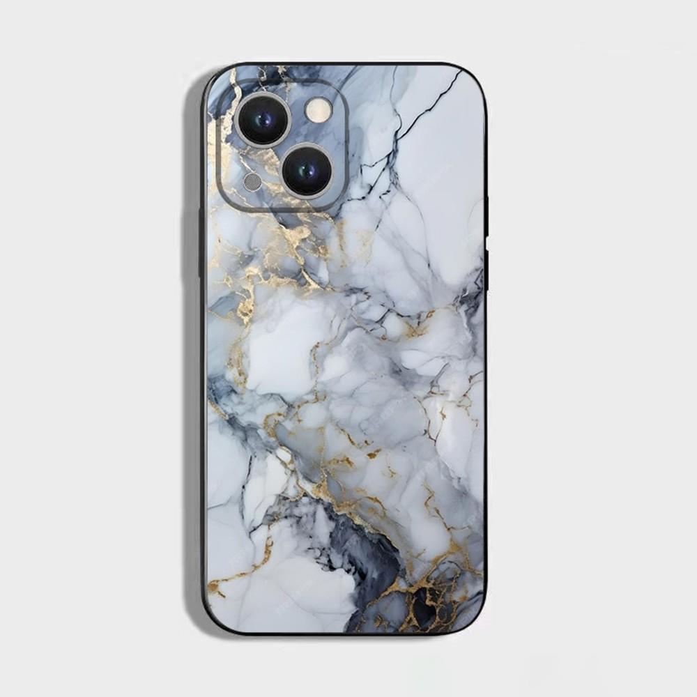 Black Gold Marble Pattern Phone Case For iPhone 16 15 Plus 14 13 Pro Max 12 Mini 11 X XS XR 7 8 8Plus Black Soft Phone Coque