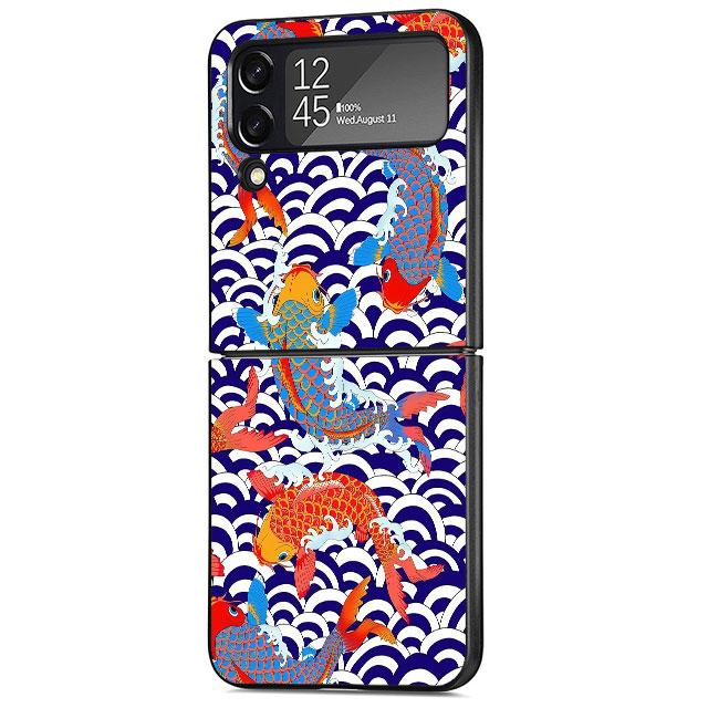 

Чехол для телефона Samsung Galaxy ZFlip3 Z Flip 3 5G ZFlip Z Flip 4 Flip4 Flip3 ZFlip4, черная сумка Wave Art, японский зеленый Illust Samsung Z Flip4 5G