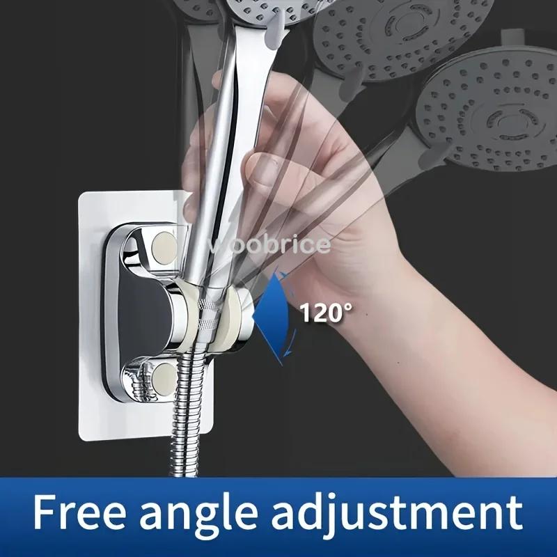 Shower Holder Suction Cup Holder 360° Adjustable Showerhead Holder Plating Shower Rail Head Bathroom Wall Mount Bracket