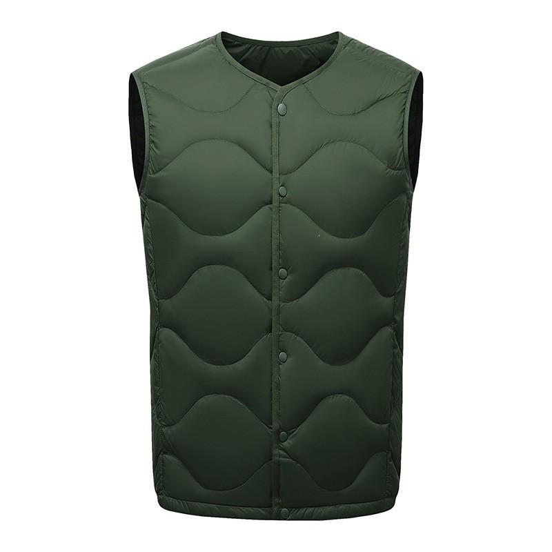 Mens Lightweight Down Vest Outdoor Casual Sleeveless Crew-Neck Convertible V-Neck Wave