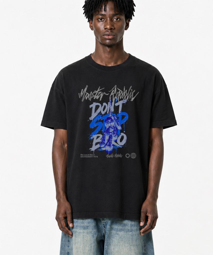 MONSTER REPUBLIC Rabbit Don'T Stop Bro Blue T-Shirt Black_9174