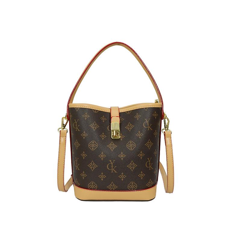 New Printed Bucket Bag, Vintage Light Luxury Handbag, Large Capacity Crossbody Bag, Commuting Shoulder Bag, Women's Bag