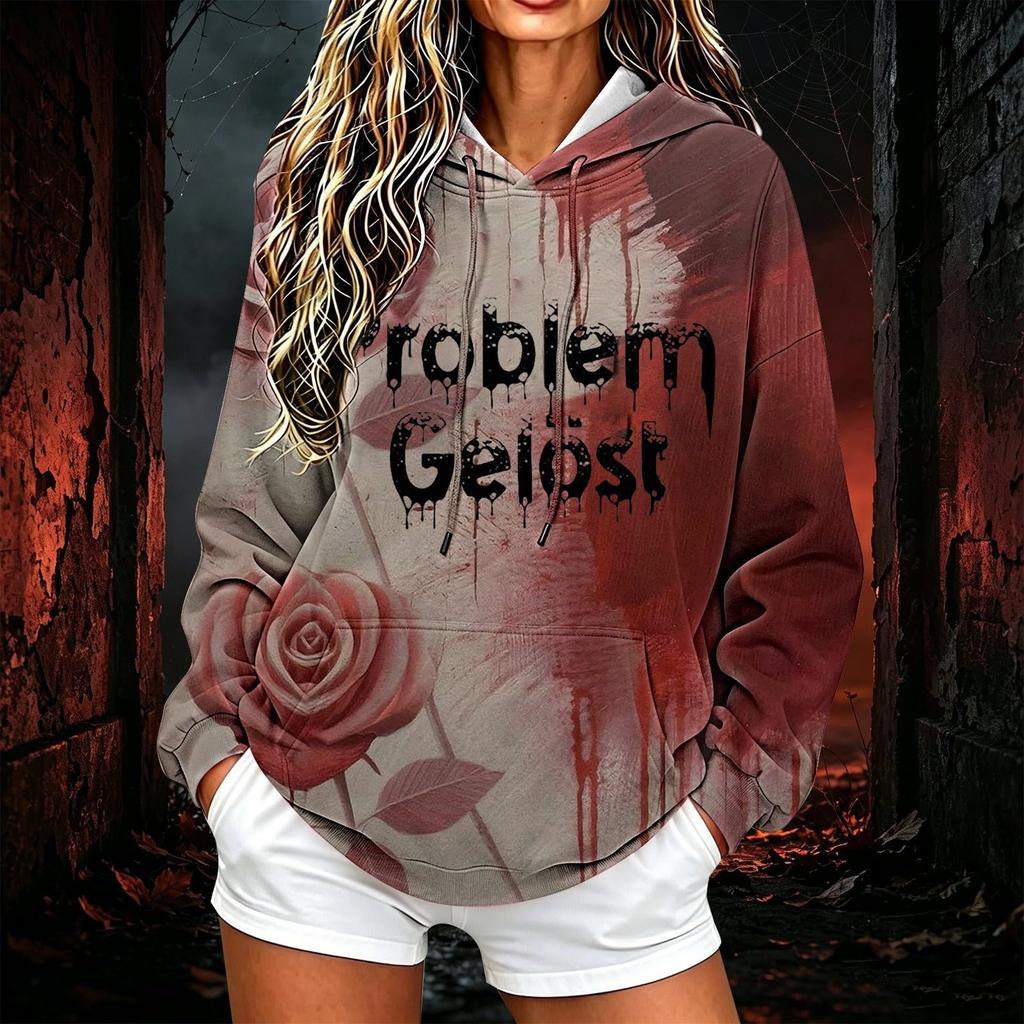 Women's Fashion Hooded Long Sleeve Sweatshirt for Casual Wear