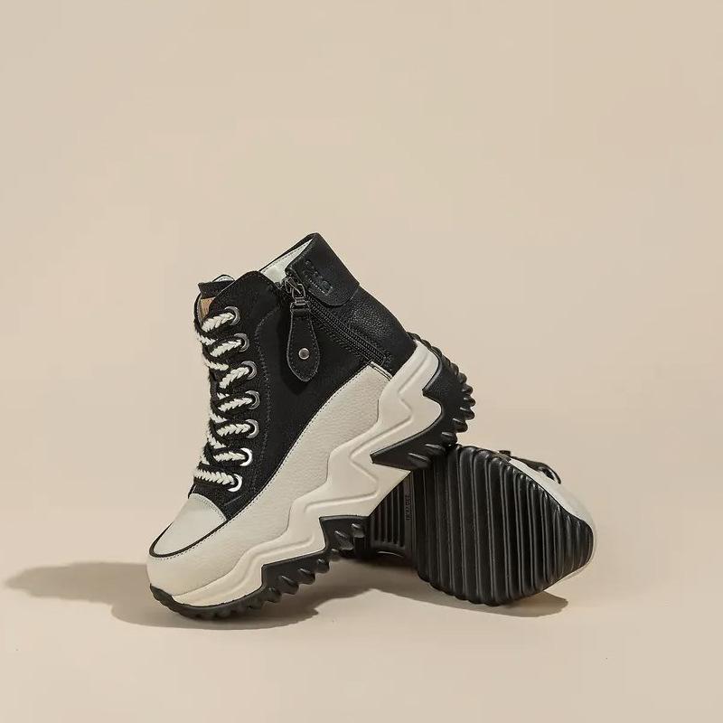 

Женские белые кроссовки-папы 2024 года с высоким верхом - На толстой подошве, универсальные, увеличивающие рост ботинки Мартина для весны и осени Size 40 чёрный