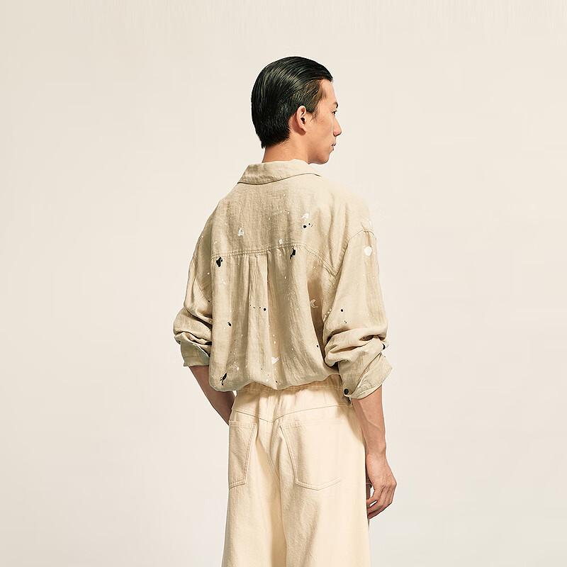 CROQUIS Men's 2025 Fall Oversized Linen Long Sleeve Shirt
