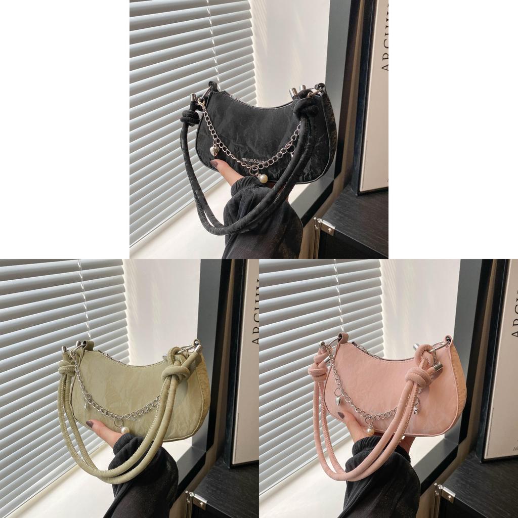 Street Style Pu Shoulder Bag For Women With Chain Strap And Zipper Closure