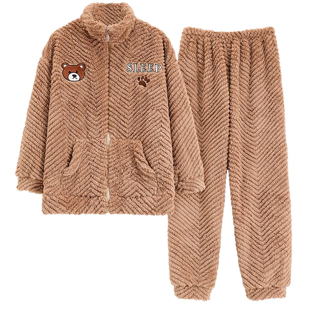 

Pajama Fluffy High Thick Fleece Long Warm Winter Loose Cute [CHEERFULHEALTHY] Women s Set, Neck, Lining, Open-Front Sleeves, Loungewear, Wear, Fit,