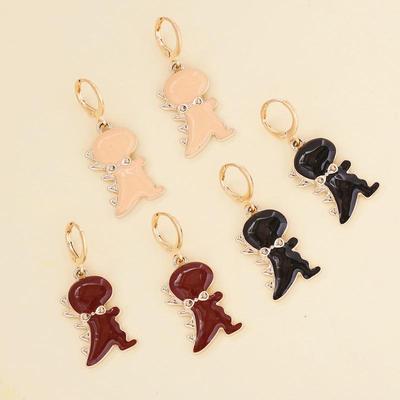 Lovely Cartoon Enamel Dinosaur Hoop Earrings for Women Girls Party Jewelry Gifts