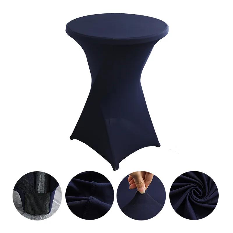 1-6Pcs Spandex Round Tablecloth Cocktail White Table Covers Fitted Stretch Tablecloth for Wedding, Banquet, Party, Birthday