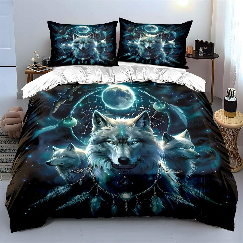Wolves, Moon, Feathers, Dreamcatcher. Bedding Sets Duvet Cover Sets Duvet Covers Pillowcases(1 * Duvet Cover 2 * Pillowcases Without Duvet Insert)