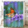 Monarch Butterfly Lavender Bath Shower Curtain Floral Home Decor Waterproof Printing for Bathroom Decoration Purple 3D Digital P
