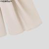INCERUN Men Zipper Waist Long Pants Casual Twisted Wide Leg Trousers