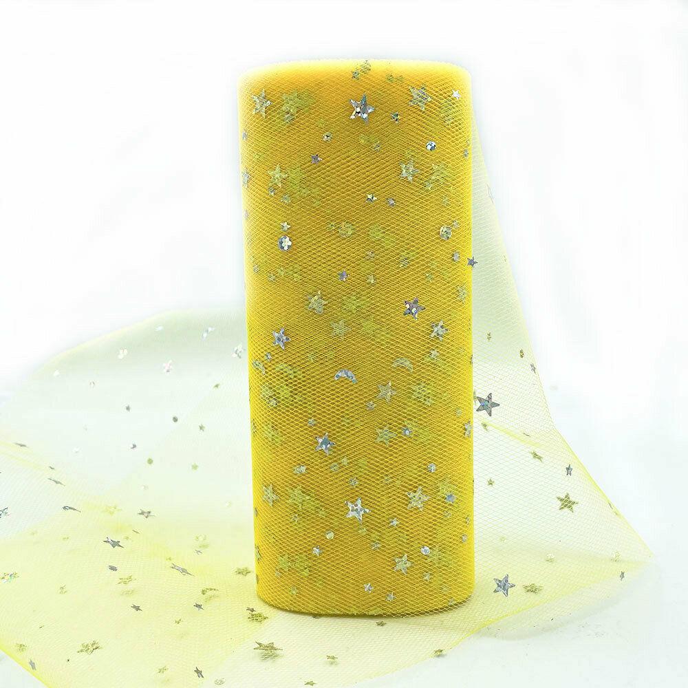 15cm x 10 Yards/Roll Star Moon Tulle Roll Fabric Spool Tutu Wedding Decoration Baby Shower Organza DIY Birthday Party Material