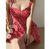 Sommer Floral druck leibchen kleider koreanische vintage beiläufige dünne Damen A-linie grün Urlaub Strand Kleid Frauen