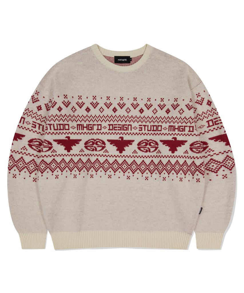 MAHAGRID Eagle Eclipse Knit Sweater Ivory(Mg2Efmk602A)