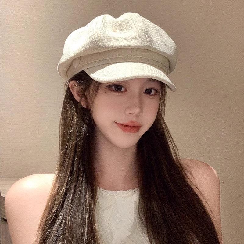 Retro Fashion Solid-Colored Octagonal Hat Outdoor Travel Leisure Versatile Beret Hat Trendy Newsboy Cap for Autumn Winter
