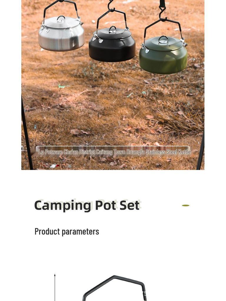 Portable Outdoor Camping Kettle: 304 Stainless Steel Teapot with Foldable Stove