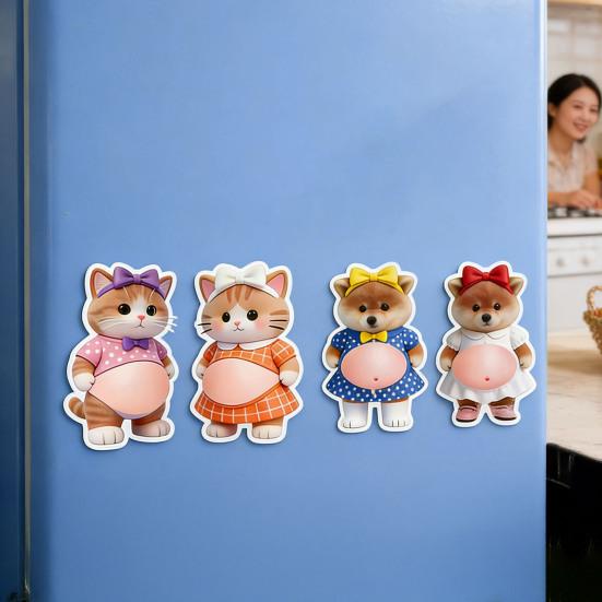 1 Paar Elastischer Bauchtier-Aufkleber Angst Stressabbau Cartoon Bär Hund Katze Aufkleber mit Dickem Bauch Bauchtier zum Kneten Kollisionsschutz-Aufkleber