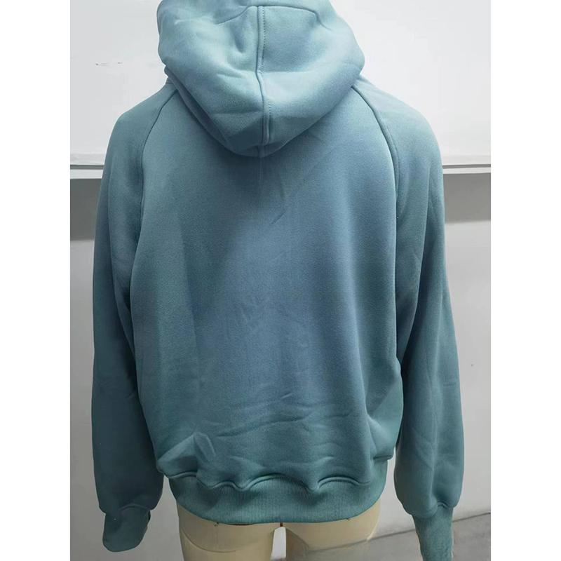 Autumn and Winter Zipper Casual Loose Hoodies Women Tops Fashion Solid Long Sleeve Crop Sweatshirts Women Pocket Simple Office Ladies Hooded 25179