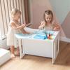 KiddyMoon wooden table with chair for kids furniture set for baby activity play set for babies tc-001, white