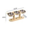 Wooden Elevated Cat Bowl Stand Adjustable Height Pet Feeder 3 Stainless Steel Bowls Station Anti Slip Cat Food Water Bowl Holder