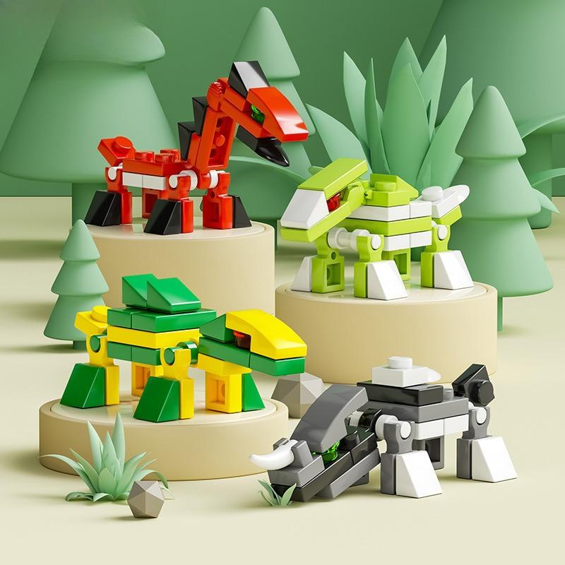 8-In-1 Assembled Dinosaur Model Building Block Children'S Educational Toys Small Particles Mosaic Animal Building Block Set