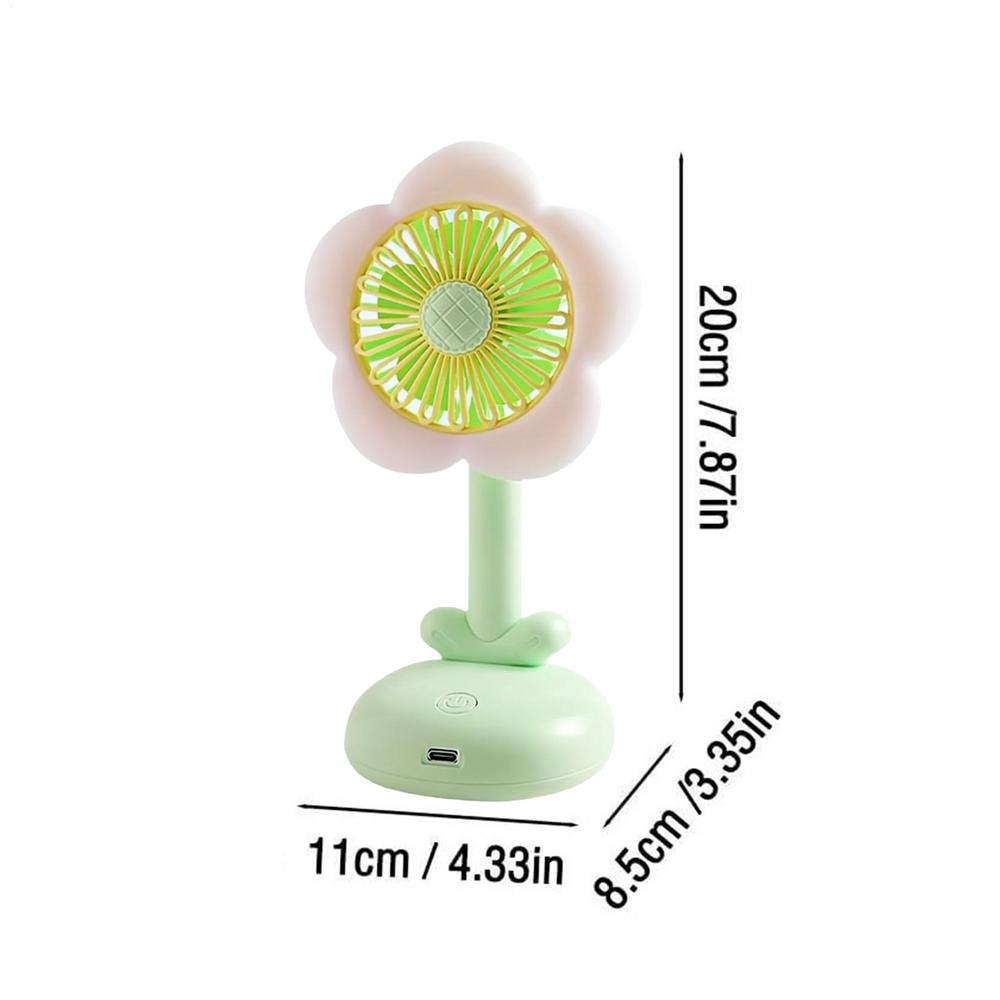 Desk Fans Small Quiet Flower Small Fans For Bedroom Cooling Air Circulator With Night Light & 2-Speed For Girls Women Travel