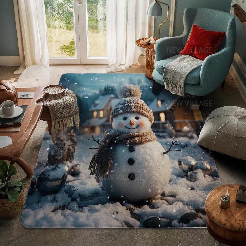 House Entrance Carpet Home Door Mat Living Room Bath Foot Bathroom Non-slip Water Absorption Rugs Bath Merry Christmas Winter