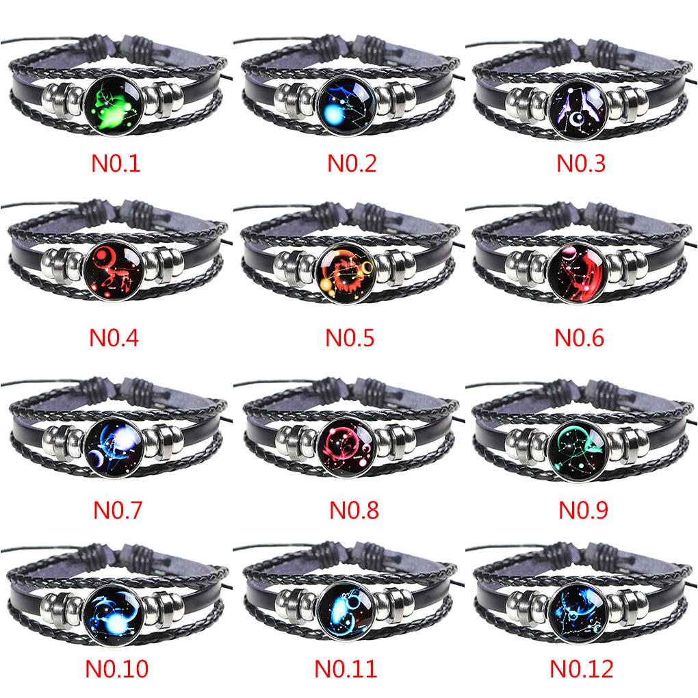 Pulseras de cuero de constelación, brazaletes de cuero tejidos, pulsera en capas para mujer, pulsera de joyería