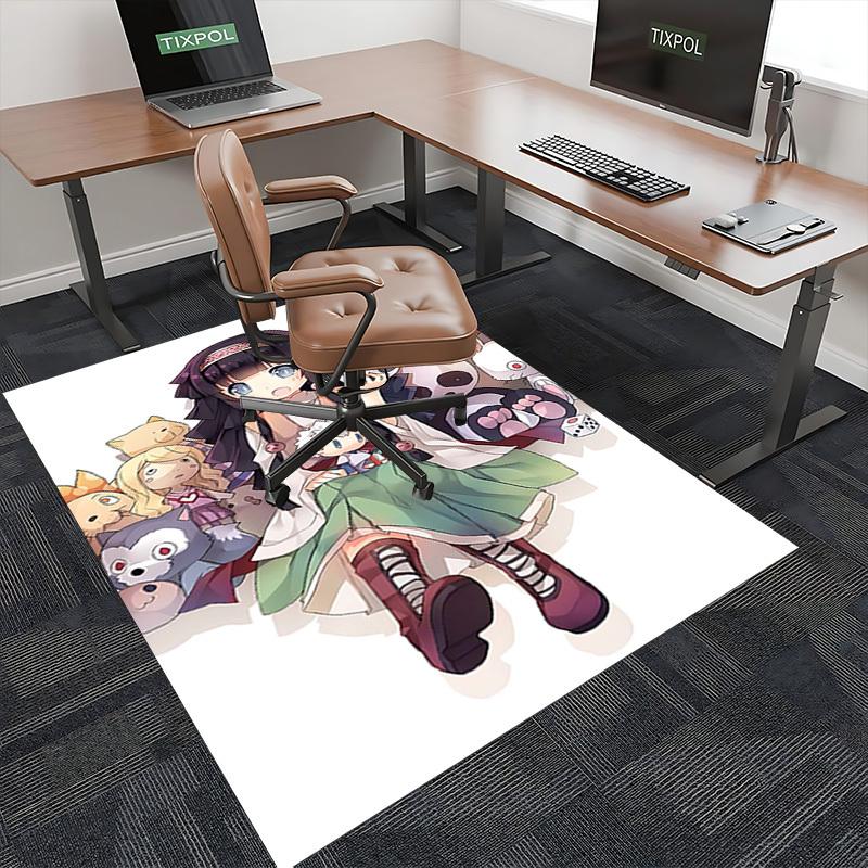 1pc Hannya Mask Anime Chair Mat - Cute Office Decor Carpet with Kawaii Characters for Desk, Home, Living Room, Bedroom, Game Room, Dormitory, Gift Ide