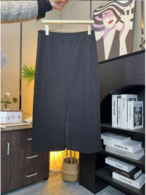 2025 Autumn/Winter High-End Slimming Wool Straight Tube Long Skirt for Women