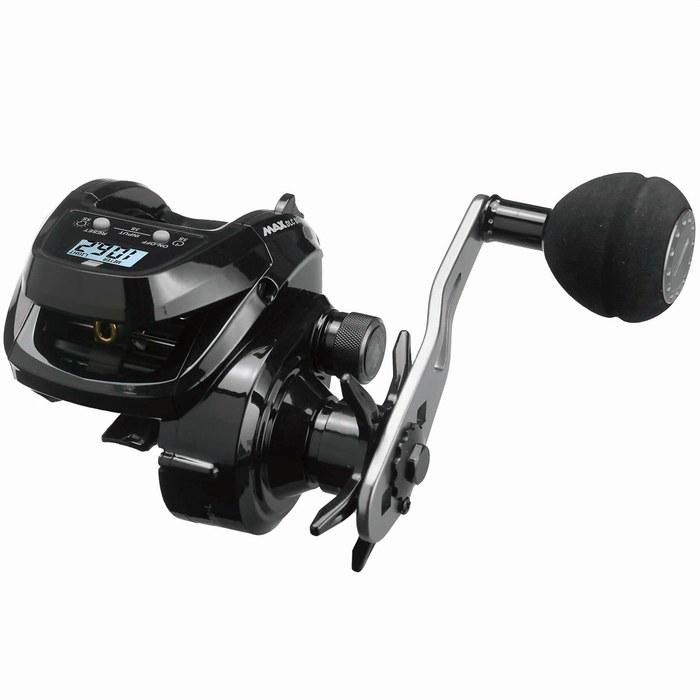 AbuGarcia MAX DLC BG H-L Digital Line Counter Reel - Left Handed, Deep Spool, High Gear, Power Handle - Black